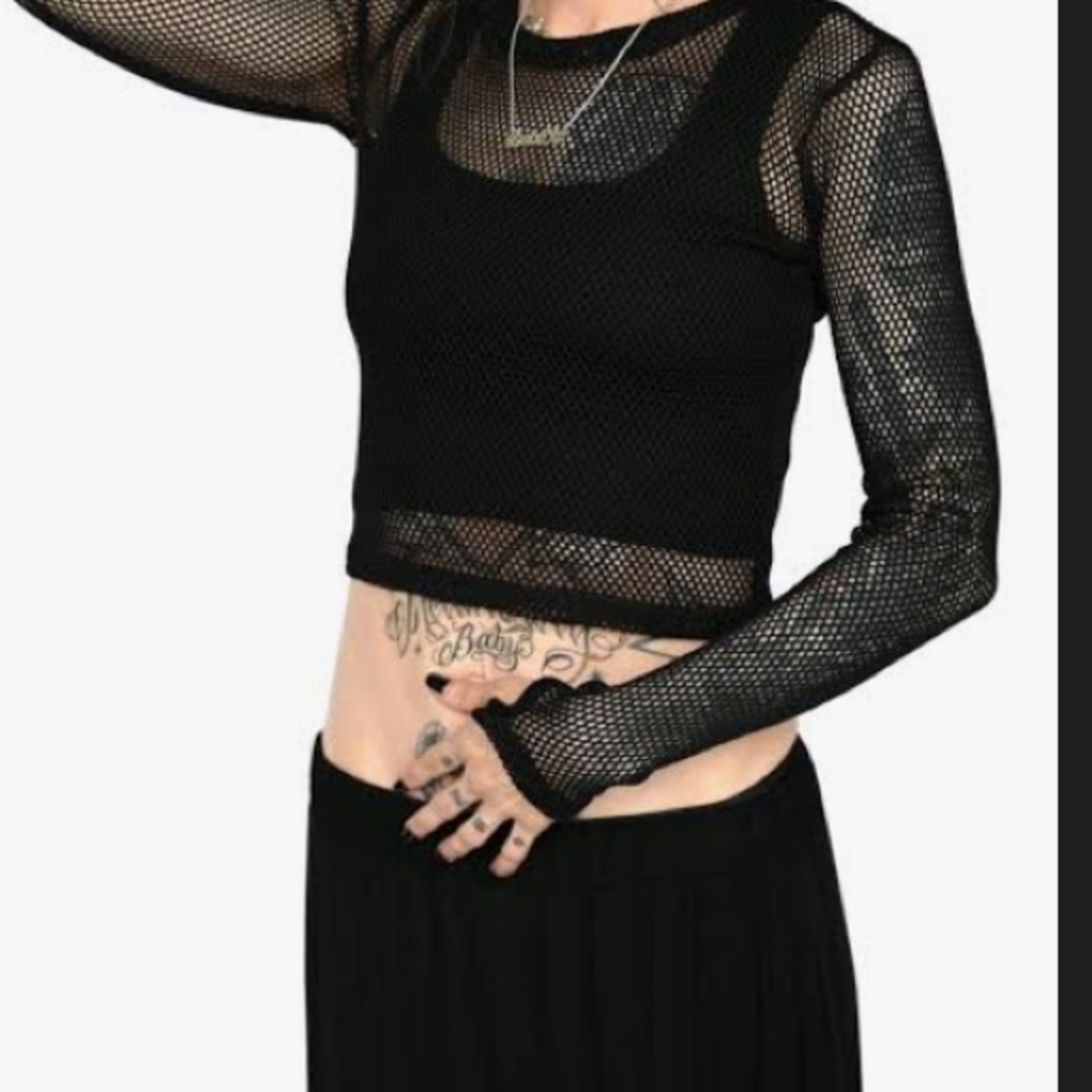 Foxblood fishnet top